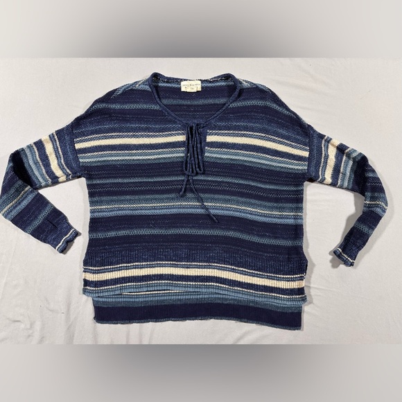 Denim & Supply Ralph Lauren Sweaters - Denim & Supply Ralph Lauren Sweater Womens M Striped Lace Up V Neck Boho Cotton